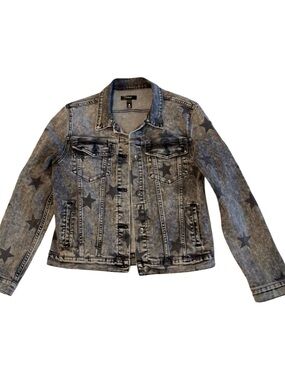 Aqua Black Washed Star-Print Denim Jacket
